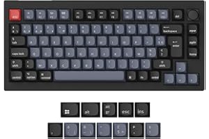 Keychron V1 Max 75% Mise en Page Clavier Mécanique sans Fil Personnalisé, 2.4GHz Bluetooth Cable Connection QMK/VIA Programmable, Hot-swap Gateron Jupiter Rouge Switch pour Mac/Windows/Linux FR Layout