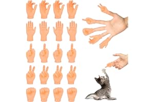 RAFIYU Mini Hände, 20 Stück kleine Hände Fingerpuppen Set, Gummi Tiny Hands Finger Puppets Streichspielzeug für Haustier, Katzen, Kinder, Spiele Party