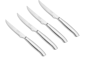 Arcos Juego Cuchillos carne 4 piezas 4 pulgadas, Paquete Cuchillos bolsillo con borperla para cortar y filetear carne, Hoja y mango Acero Inoxidable monobloque, Serie Mesa