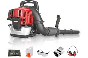 BU-KO Souffleur de Feuilles à Dos à Essence 52 CC – Moteur Puissant à 2 Temps refroidi par air – Léger avec Sangles de Soutien rembourrées améliorées Lors de l'utilisation – Équipement de sécurité