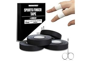 Waymaytecy 4 Rotoli Nastro Sportivo Bianco Incluse Forbici, Sport Tape,Tape Dita Extra Forte,Nastro Adesivo per Arrampicata,per Pallavolo,Boulder,Basket,Facile da Trasportare(Nero)