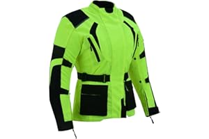 GearX Rellenos exteriores reflexivos de la prenda impermeable para mujer de la chaqueta de la motocicleta de la alta visibilidad verde
