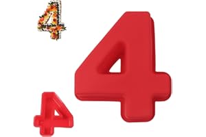 QEEYON 10 inch Large Silicone Number Cake Moulds, Number 4 Cake Tin Mould, Non-Stick BPA Free for DIY Baking Birthday Wedding Anniversary