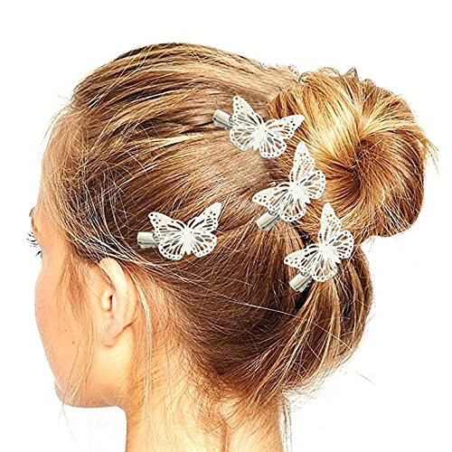 Veewon 2pcs Fashion Golden Butterfly Hair Clip Hair Accessories Bride Headwear Hair Clips (Silver)