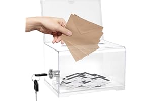 FENYW Spendenbox Abschließbar, Acrylspendenbox mit Schlüssel, Spendenbox Acryl mit schloss, 16x12x10cm Wahlurne Transparent mit Schloss, Spendendose Verplombt für Abstimmungen Gewinnspiele Wettbewerbe
