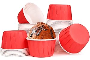 Spesh Lot de 50 Moule Muffins Papier Caissettes Cupcake Moule à Cupcake Mini Moules Muffin Jetable pour Mariage, Anniversaire, Noël(rouge)