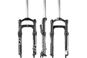 BOLANY Fat Tire MTB forcella ammortizzata, 20/26 x 4" 1 1/8 tubo dritto 100 mm distanza di viaggio Hub 135 mm blocco manuale 9 mm QR olio primavera forcella anteriore, adatto per mountain bike Snow
