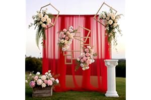 EUBSWA Tessuto drappeggiato per arco nuziale, 3m x 160cm tulle Rosso, Tenda Decorazioni Cerimonie Drappeggio Arco Decorazione