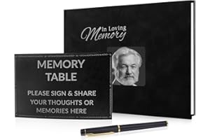 keilend Memory Book for Funeral, Leather Condolence Book with Memory Table Sign for Remembrance and Celebration of Life - 88 Pages for 280 Guests