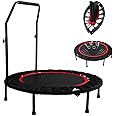 HIKKY 40" Foldable Fitness Trampolines, Rebound Recreational Exercise Trampoline, Jump Trampoline with Adjustable Foam Handle, Stable & Quiet Exercise Rebounder for Kids and Adults Indoor&Outdoor