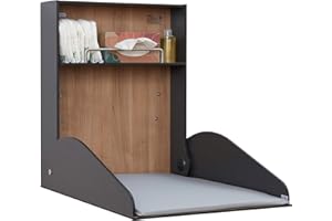 KEMMLIT Delicias Wickeltisch/Timkid kawa HPL- klappbar als Wandwickeltisch, Holzoptik, HPL, inkl. Wickelauflage