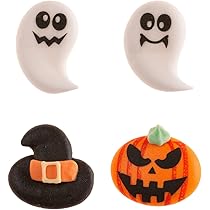 ZHUOWEISM Lot De 48 Décorations Comestibles En Papier Gaufrette En Forme De Citrouille D'Halloween Pour Décoration De Gâteaux, Chapeau De Sorcière, Citrouille, Cupcakes Pour Halloween, Décorations De