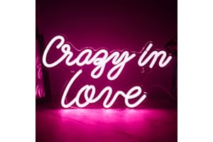 INEONLIFE Crazy In Love Enseignes Au Néon LED Enseigne Au Néon Pour Chambre Décoration Murale Acrylique Rose Néon Appliques Pour Fille Cadeau Anniversaire Mariage Fête La Saint Valentin