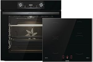 Gorenje Black Induction Set 2, Kombination aus autarkem Kochfeld GI6401BSC und Einbau-Backofen BOS6737E06BG, 77L, Made in Europe, ExtraSteam, AirFry, PizzaMode 300°C, PerfectGrill, schwarz