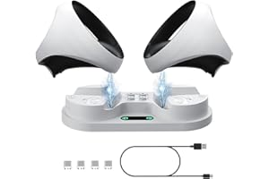 TiMOVO Ladestation für PS VR2 Controller, Ladegerät mit Tpye-C Magnetischer Schnittstelle und Kontrollleuchte Controller Halterung, Zubehör für PS VR2 , Weiß