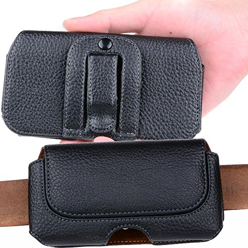 Semoss Cover per Cellulari Universali da Pelle per iPhone X / iPhone 10 Custodia da Cintura Wallet Portafoglio Cuoio Flip Case Cover Sport con Clip e Chiusura Magnetica Nero 15 X 8 cm