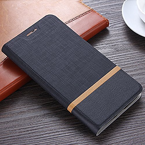 Lively Life Huawei P10 hülle – Premium Luxuriös PU lederhülle[Vollständigen Schutz] [Kreditkartenfach] Folio Flip Brieftasche Schutzhülle im Denim Pattern für Hua Wei P10(Denim-Schwarz) - 2