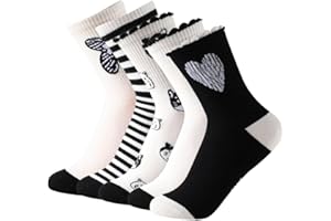 BALSETI Calcetines de Media Caña Estampados para Mujer. Calcetines Estampados Divertidos y Básicos. Uso Diario. 80% Algodón. Pack de 6 Pares. Talla Única 35-41