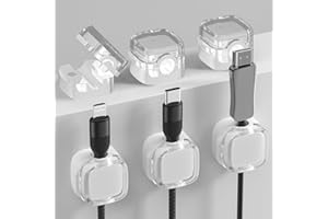 TJYAEKLTD Magnético Organizador de Cables, 6 Pcs Autoadhesivo Organizador de Cable, Clips para Cables Escritorio Ajustables Duraderos para Mesillas de Noche, Cocinas, Oficinas-blanco