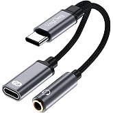 VegGieg Type-C to 3.5mm Headphone and Type-C Charge Converter Adapter