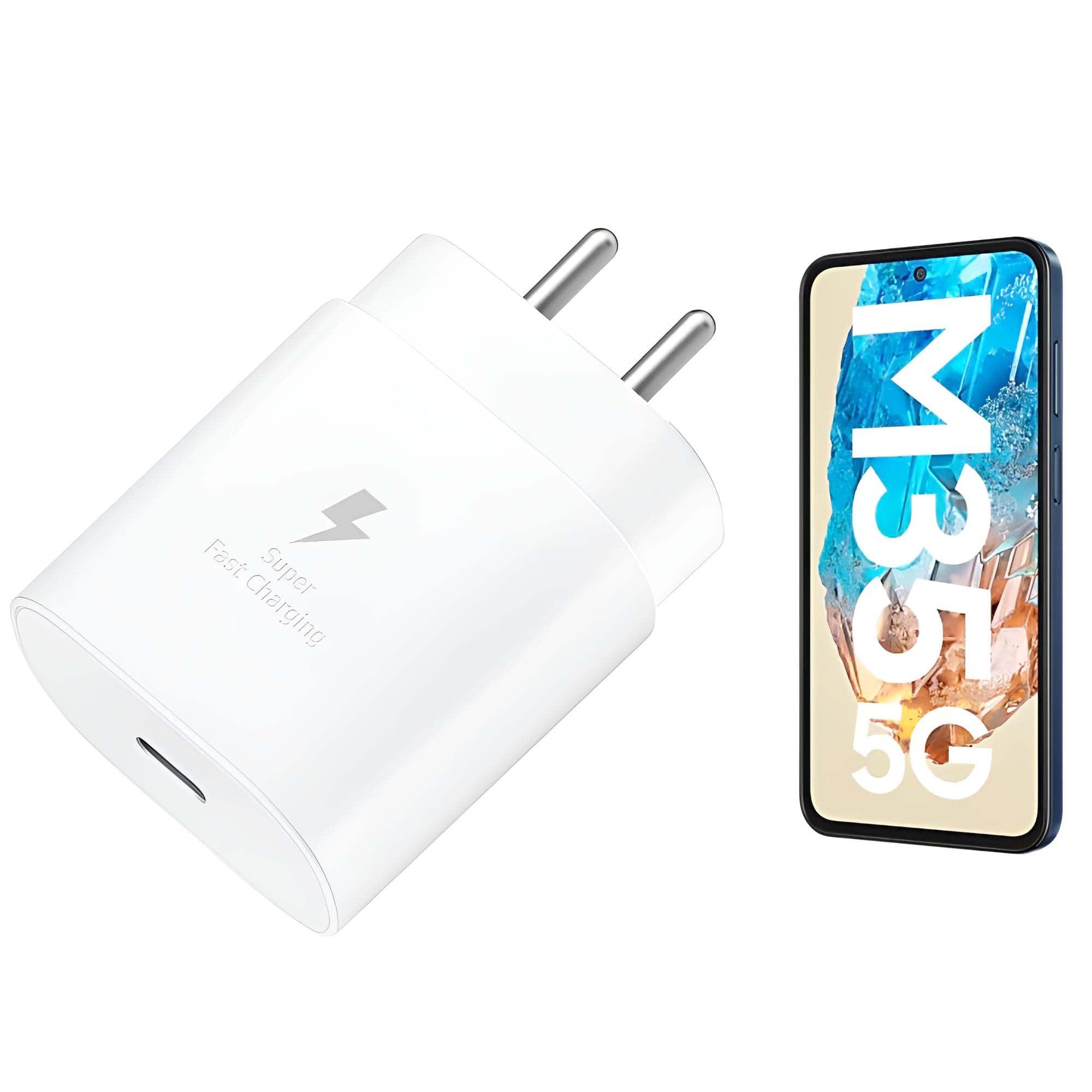 Samsung 25W Type C Super Fast Charging Adapter Compatible with Samsung M35, M05, S25, F06, A06, F55, F15, A15, M55s, M14, M15, M33, M34, F05, A14, A15, F14, S23, S24, Charge Adaptor 25 Watt, White