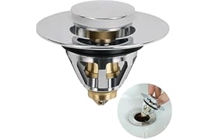 Youehsent Universal Edition Stainless Steel Bullet Core Push Type Filter, No Overflow Bounce Core Push-Type Converter Sink Drain Plug with Basket, for Sink Kitchen Bath