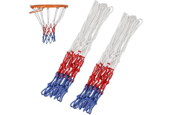 TRKETK 2 Pièces Filets de Basket-Ball Robustes, Filet de Basketball Multicolore Filet de Basket-Ball Professionnel 12 Boucles Basketball Net Convient pour Les Sports d'Intérieur et d'Extérieur