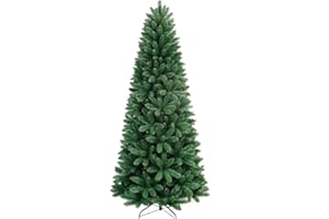 Bakaji Albero Di Natale SLIM Molto Folto Nuova Versione Pino Dei Sogni Ecologico e Ignifugo Con Base a Croce In Ferro Pieghevole Apertura a Stella Verde (Verde Pino dei Sogni, 210)