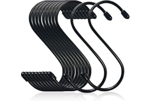 Qcore Pack of 20 Black S-Hooks S Shaped Hooks S Hanger Hooks Kitchen Pot Pan Hooks