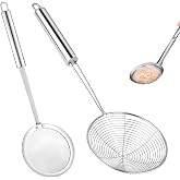 KLVGTIFS 2 Stainless Steel Spider Skimmer, 14 cm | Kitchen Scraper Handle High Heat Resistance for Cooking in the Kitchen, Ro