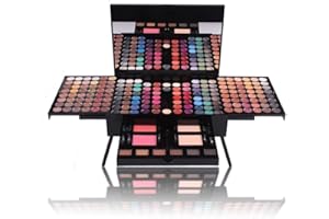 JasCherry 180 Colors Mix of Matte and Shimmer Eyeshadow, Blusher, Powder Foundation and Eyebrow Palette Make up Set Kit - Ideal Eye shadow Make Up Cosmetic