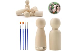 TXXATX 40 Pièces Figurine en Bois 66mm Poupées en Bois Bonhomme en Bois Inachevé Figurine a Peindre Homme Femme pour DIY Décoration D'anniversaire Mariage Peinture Artisanat