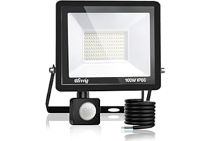 Blivrig 100W Faretto LED da esterno con Sensore di Movimento Bianco Caldo 3000K, 10000LM Faro LED Esterno Bianca Calda, Fari LED IP66 Impermeabile, per Casa, Cortile, Giardino, Garage