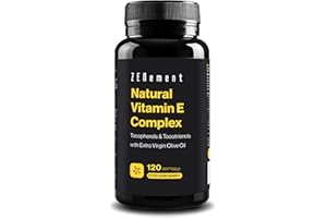 Natural Vitamin E Complex, Tocopherols & Tocotrienols, 120 Softgels | with Extra Virgin Olive Oil | Antioxidant | 100% Natural Ingredients, Soy Free | Zenement