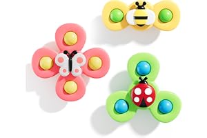 ALASOU 3PCS Suction cup spinner toys for 1 2 Year old boys|Spinning top baby toys 12-18 months|First birthday baby gifts for 1 Year old girls|Sensory toys for toddlers 1-3
