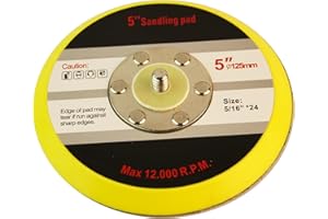 LEPIK 125 mm Klett-Schleifteller für Exzenterschleifer mit 5/16 Zoll 24 UNF Außengewinde. Ohne Löcher