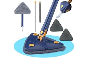 Dekohome Mopa Triangular Giratoria 360 para Limpiar Suelos, Ventanas, Paredes, Techos y Muebles. Fregona Triangular Giratoria Microfibra, Función Autoescurrible, Incluye 2 Recambios