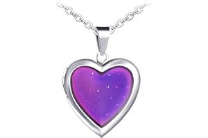 MicVivien Color Changing Necklace for Women Girls, Heart/Four Leaf Clover/Butterfly/Star Pendant Necklace Color Change by Temperature - Magic Mood Pendant Necklace Jewelry