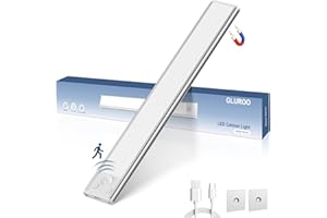 GLUROO Luce LED Sottopensile 30CM, Luce Armadio LED con Sensore, 3 Temperature di Colore Dimmerabile, USB C Ricaricabile, LED Sottopensile Cucina per Cucina, Corridoio