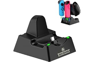 AKUMA Cyber V02 Stacja ładująca do Nintendo Switch - Kontroler Pro, Joy-Cons, OLED/Switch Lite Smart Charging - Czarny