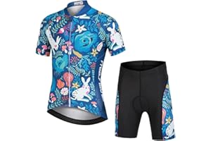 Amur Leopard Traje Maillot Ciclismo Niño Conjunto Ciclismo Camiseta Manga Corta y Shorts de Dibujos Animados Respirable de Secado Rápido