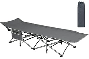 TOTEBOX Foldable Outdoor Camping Bed for Adults, 72cm Wide Portable Single Sleeping Cots Grey, Heavy Duty Camp Beds Oxford Fabric and Square Tube for Travel, Hiking, Office