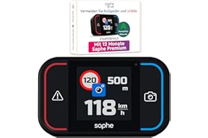 Saphe Drive Pro Dispositivo per le allerte autovelox e accessori auto con display a colori, 12 mesi di abbonamento inclusi, segnalatore in tutta EU, si avvia automaticamente alla partenza