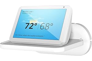 PlusAcc Uchwyt ścienny do Ech0 Show 8 (1. / 2. generacji) - wspornik półki do Google Nest Hub/Home Hub, Bose, JBL i innych inteligentnych głośników, rozwiązanie oszczędzające miejsce (biały)