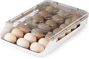 TIGERKINWIT Huevo Contenedor Apilable Bandeja de Huevos Envase Huevos con Tapa Contenedor de Almacenamiento de Huevos Organizador del Refrigerador para Congelador Restaurante Senderismo Picnic(Gris)