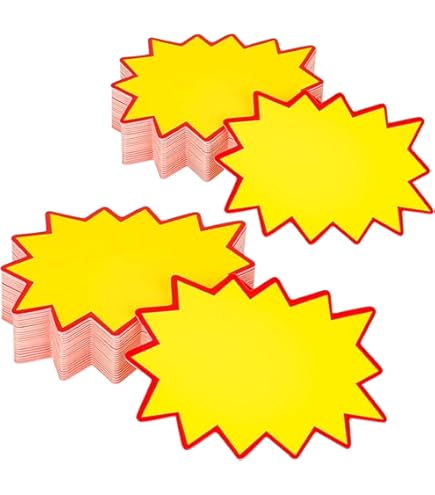 PATIKIL 40Pcs D'Enseignes Star Burst, 7x5.5 Pouces Étiquettes De Prix