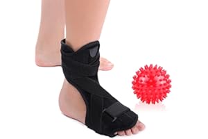 RIUTY Plantarfasziitis-Nachtschiene, Fußtropfenorthese Schlafstützschiene Fußstütze mit stacheligem Massageball für orthopädische Achillessehnenentzündung