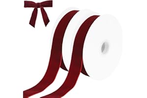 WISHSTAR Samtband Rot, 2.5cm×20Yds Geschenkband Samt, Velvet Ribbon, Samt Schleifenband für Schleifenband Weihnachten, Hochzeit, Blumenstrauß, Weihnachtsdekoration
