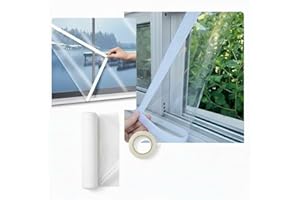 FAARM Window Insulation Kit with Double Sided Tape 1.57 x 1.82 Meters | Window Film Privacy for UV Protection Heat Retention Energy Saving DIY Window Seal Shrink Film Draught Excluder Condensation