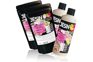 COLORBERRY JESIN 1,5kg Set - Gießpulver weiß Alternative aus 1kg Pulver & 0,5kg Gießmasse - Ersatz für Bastelbeton, Reliefgießpulver weiß, Resin Gießbeton - Für Schmuckherstellung, Kunstwerke Gießharz